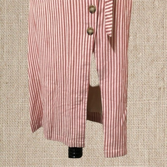 Red striped button down midi dress - Picture 3 of 4